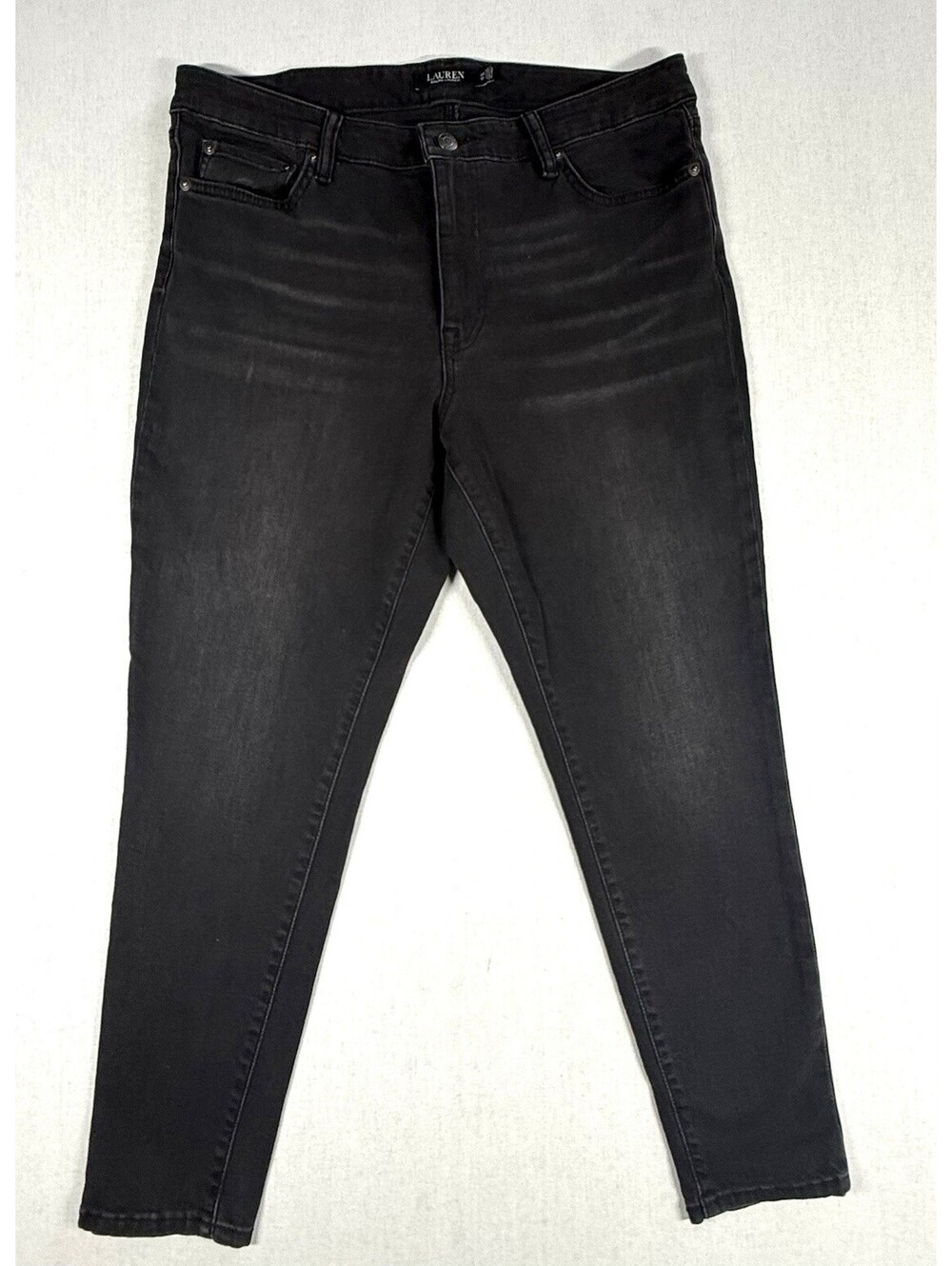 Lauren Ralph Lauren Jeans Pants Women 14 Black High Rise Skinny Ankle Stretch
